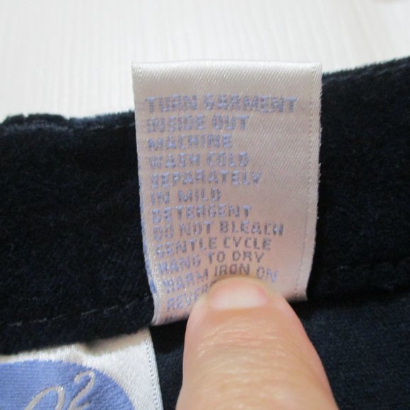 Stretch Velvet Pants sz 2 Petite Dark Blue Straight Leg 5 Pocket - Picture 9 of 9